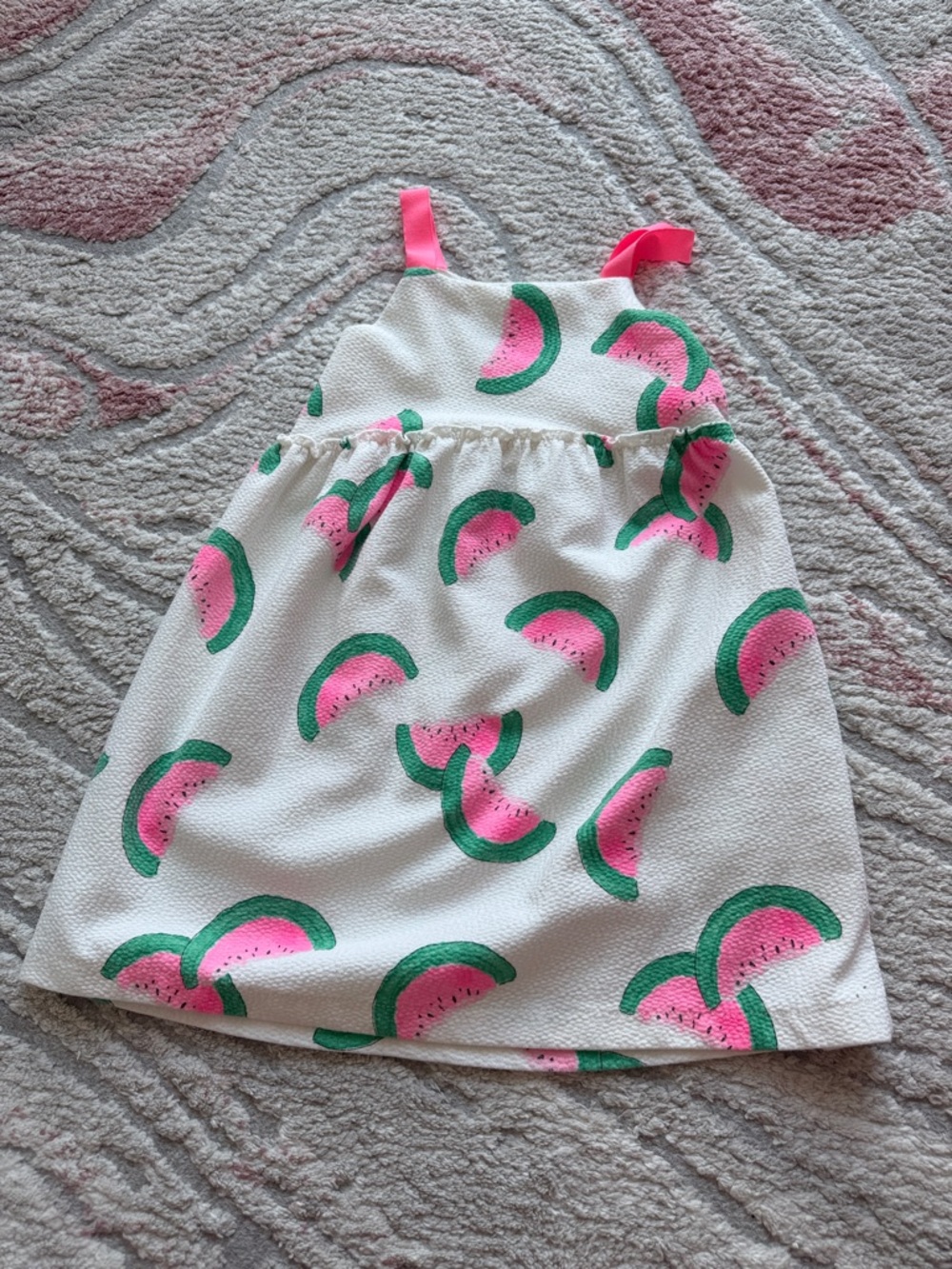 Zara White Textured Sundress with Bright Pink Straps